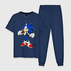 Пижама хлопковая мужская Sonic, цвет: тёмно-синий