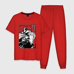 Пижама хлопковая мужская Elric, Fullmetal Alchemist, цвет: красный