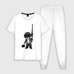 Пижама хлопковая мужская PUBG, цвет: белый