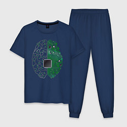 Пижама хлопковая мужская Программист, цвет: тёмно-синий