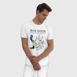 Пижама хлопковая мужская SONIC Silver, цвет: белый — фото 2