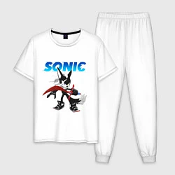 Пижама хлопковая мужская SONIC, цвет: белый