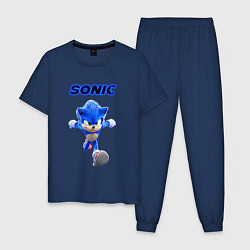 Пижама хлопковая мужская SONIC, цвет: тёмно-синий