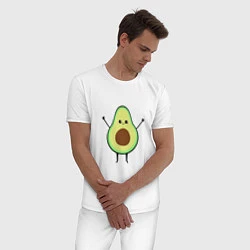 Пижама хлопковая мужская Милый авокадо, цвет: белый — фото 2