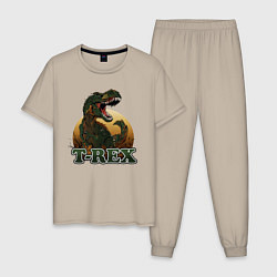 Пижама хлопковая мужская T-Rex, цвет: миндальный