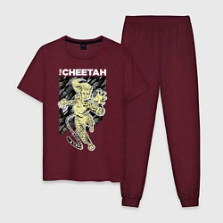 Пижама хлопковая мужская The Cheetah, цвет: меланж-бордовый