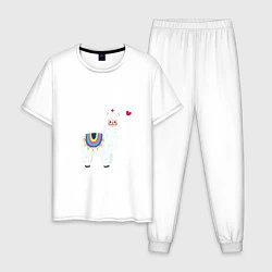 Пижама хлопковая мужская Альпака-медсестра, цвет: белый