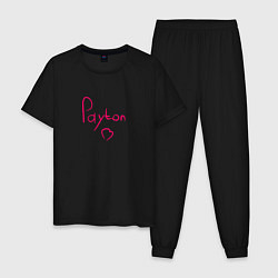 Пижама хлопковая мужская Payton Moormeier сердце, цвет: черный