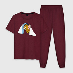 Пижама хлопковая мужская Jerry, цвет: меланж-бордовый