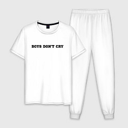 Пижама хлопковая мужская BOYS DON'T CRY, цвет: белый