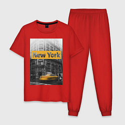 Пижама хлопковая мужская Нью-Йорк, цвет: красный