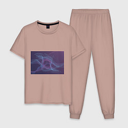 Пижама хлопковая мужская Абстрактный узор, цвет: пыльно-розовый