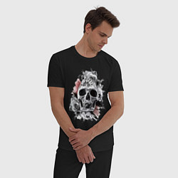 Пижама хлопковая мужская Skull, цвет: черный — фото 2