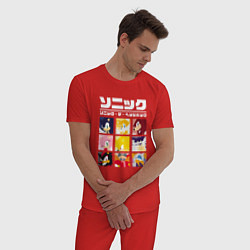Пижама хлопковая мужская Японский Sonic, цвет: красный — фото 2