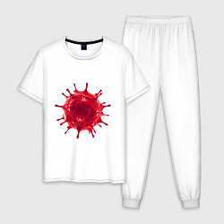 Пижама хлопковая мужская Red Covid-19 bacteria, цвет: белый