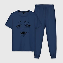 Пижама хлопковая мужская AHEGAO FACE, цвет: тёмно-синий