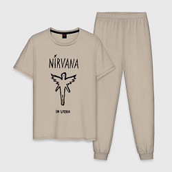 Пижама хлопковая мужская Nirvana In utero, цвет: миндальный
