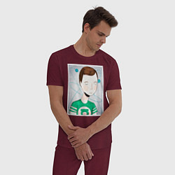 Пижама хлопковая мужская Sheldon Cooper, цвет: меланж-бордовый — фото 2