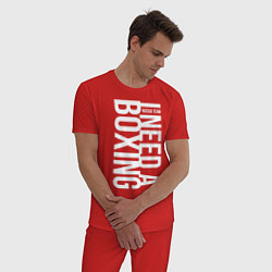 Пижама хлопковая мужская Boxing, цвет: красный — фото 2