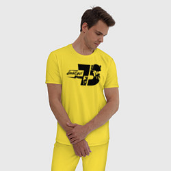 Пижама хлопковая мужская Победа 75 лет, цвет: желтый — фото 2