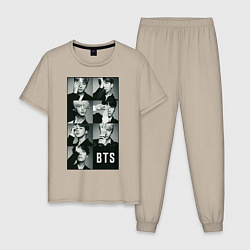 Пижама хлопковая мужская BTS, цвет: миндальный