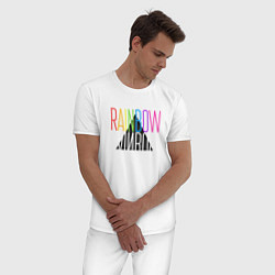 Пижама хлопковая мужская Rainbow, цвет: белый — фото 2