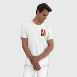 Пижама хлопковая мужская RUST, цвет: белый — фото 2