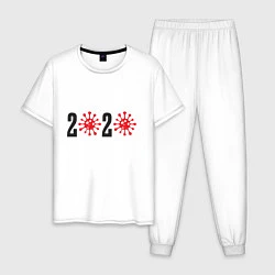 Пижама хлопковая мужская 2020, цвет: белый
