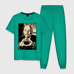 Пижама хлопковая мужская Ленин Oko, цвет: зеленый