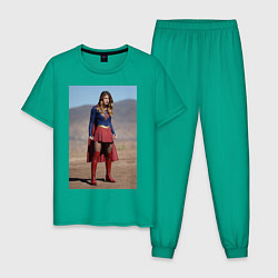 Пижама хлопковая мужская Supergirl, цвет: зеленый