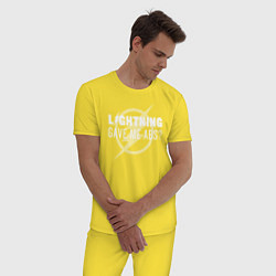 Пижама хлопковая мужская Lightning Gave Me Abs?, цвет: желтый — фото 2