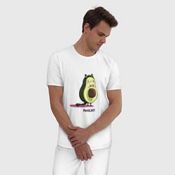 Пижама хлопковая мужская Авокадо кот - авокот, цвет: белый — фото 2