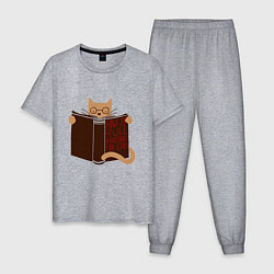 Пижама хлопковая мужская Интернет для котов, цвет: меланж