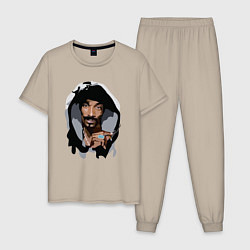 Пижама хлопковая мужская Snoop Dogg, цвет: миндальный