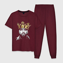 Пижама хлопковая мужская Ice Cube King, цвет: меланж-бордовый
