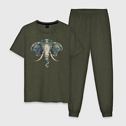 Пижама хлопковая мужская Elephant, цвет: меланж-хаки