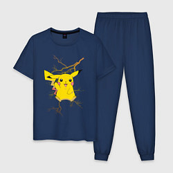 Пижама хлопковая мужская Pikachu, цвет: тёмно-синий
