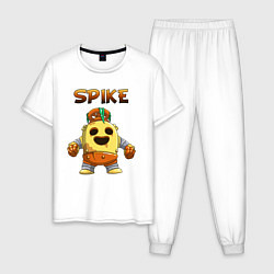 Пижама хлопковая мужская Brawl Stars Robot Spike, цвет: белый