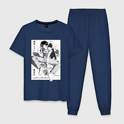 Пижама хлопковая мужская Мисато Кацураги, цвет: тёмно-синий