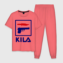 Пижама хлопковая мужская Kila Fila, цвет: коралловый