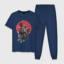 Пижама хлопковая мужская Японский самурай, цвет: тёмно-синий