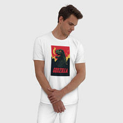 Пижама хлопковая мужская Godzilla, цвет: белый — фото 2