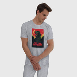 Пижама хлопковая мужская Godzilla, цвет: меланж — фото 2