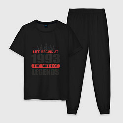 Пижама хлопковая мужская 1993 - рождение легенды, цвет: черный