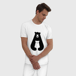Пижама хлопковая мужская Медведь Z, цвет: белый — фото 2
