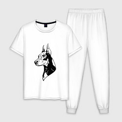 Пижама хлопковая мужская Доберман Z, цвет: белый
