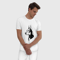 Пижама хлопковая мужская Доберман Z, цвет: белый — фото 2