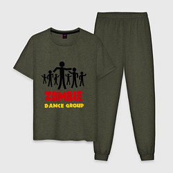 Пижама хлопковая мужская Zombie dance group цвета меланж-хаки — фото 1