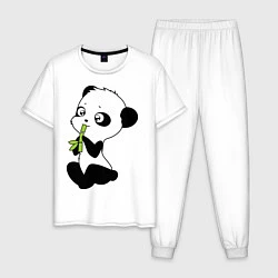 Пижама хлопковая мужская Пандочка и бамбук, цвет: белый