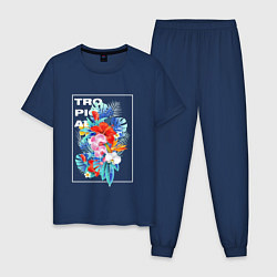 Пижама хлопковая мужская Tropical, цвет: тёмно-синий